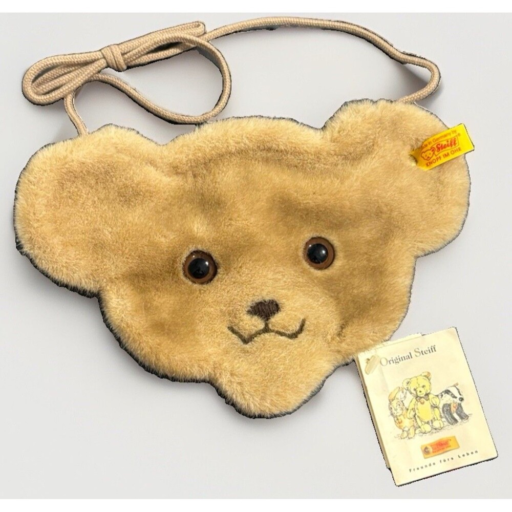 Steiff Fuzzy Teddy Bear Purse Wallet Coin Bag Made in Austria NWT